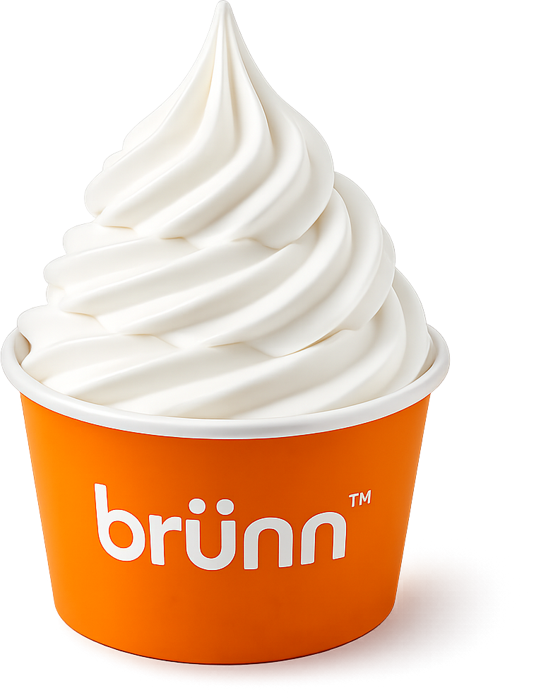brünn yogurt soft-serve in a signature cup