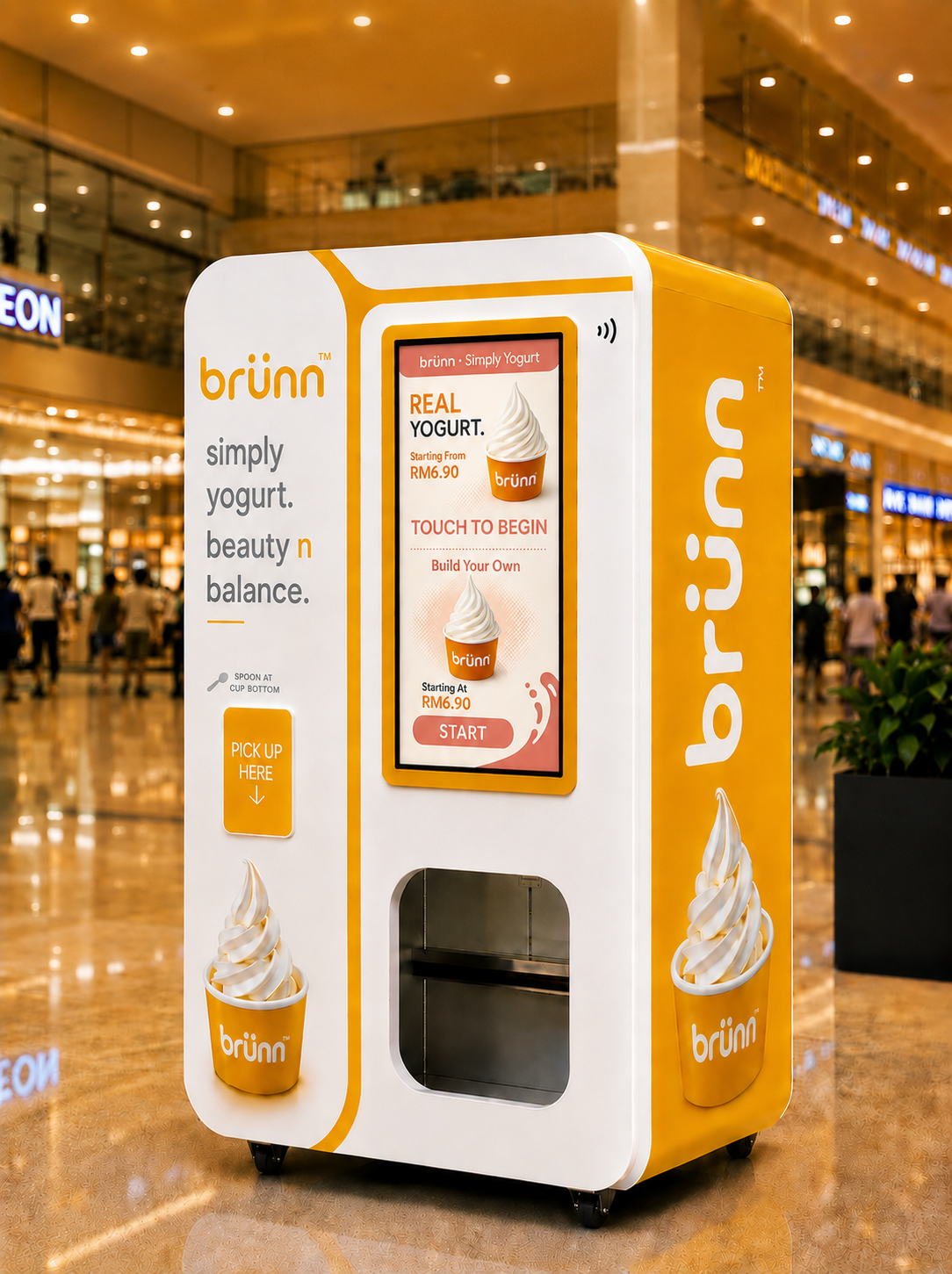 The brünn B85 vending machine — touch screen and robotic dispenser